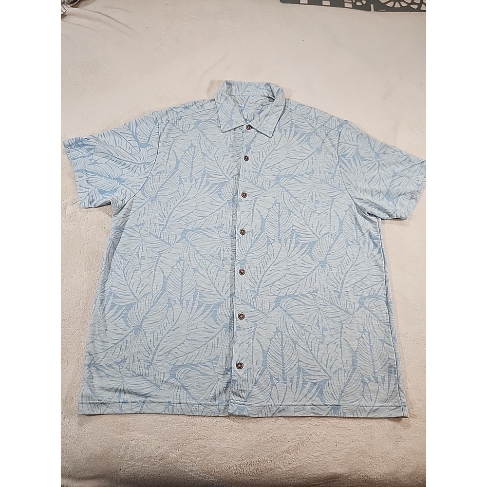 Caribbean Polo Button Up‎ Shirt Blue Tropical Size Xl Men's